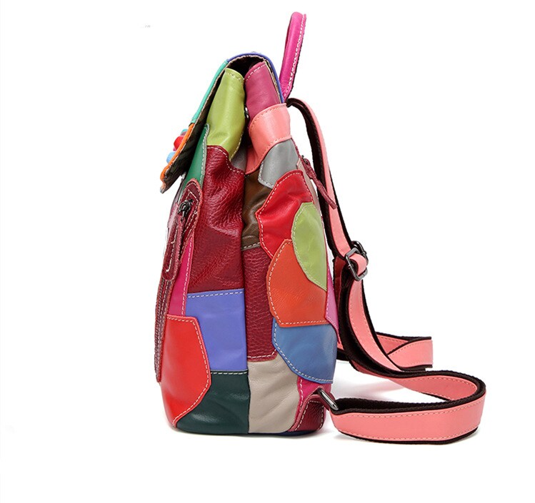 Side Display of Woosir Soft Leather Ladies Backpack