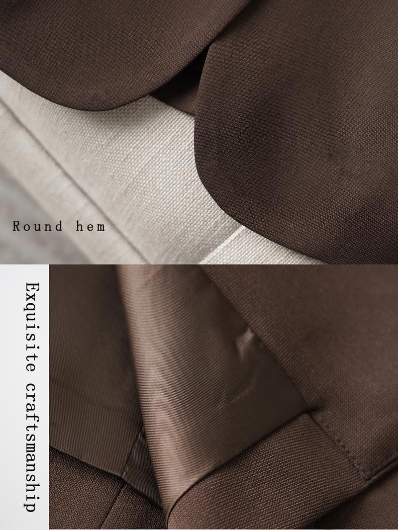 Elegant Women's Blazer Jacket, Fitted Woven Fabric, Long Sleeve Plain Design, Perfect for Office & Spring Autumn Wear, Trendy Blazer