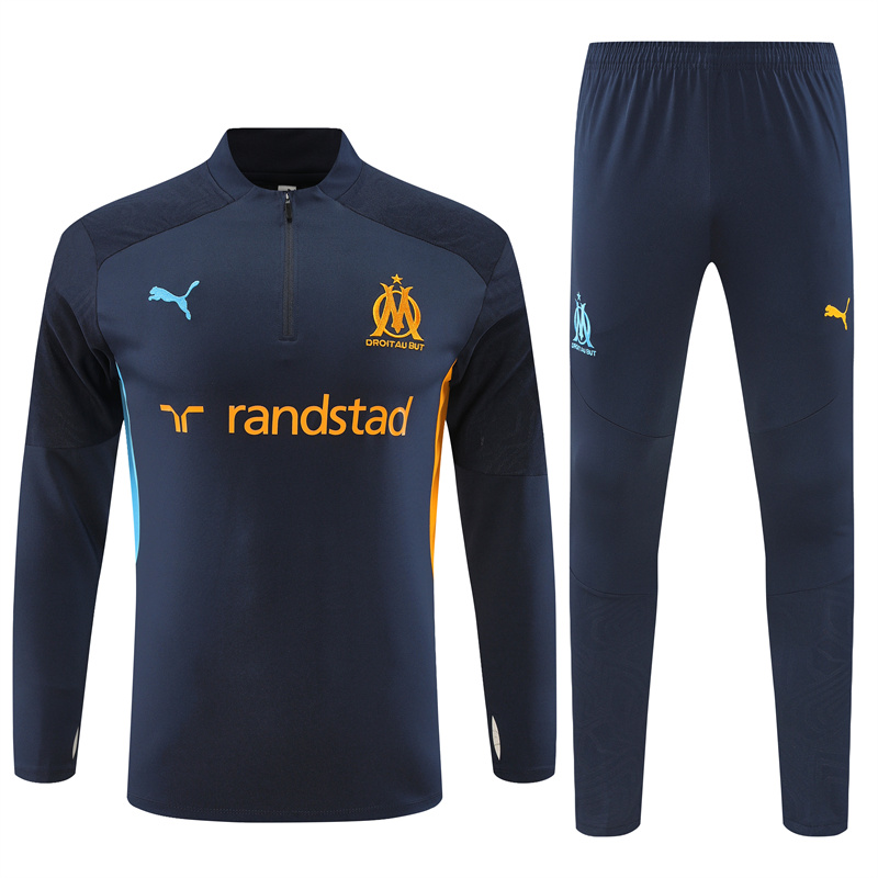 JerseysGala.com | Marseille 24-25 Long Sleeve Training Set - Royal Blue -Customize Name, Number and Patch | Worldwide Shipping