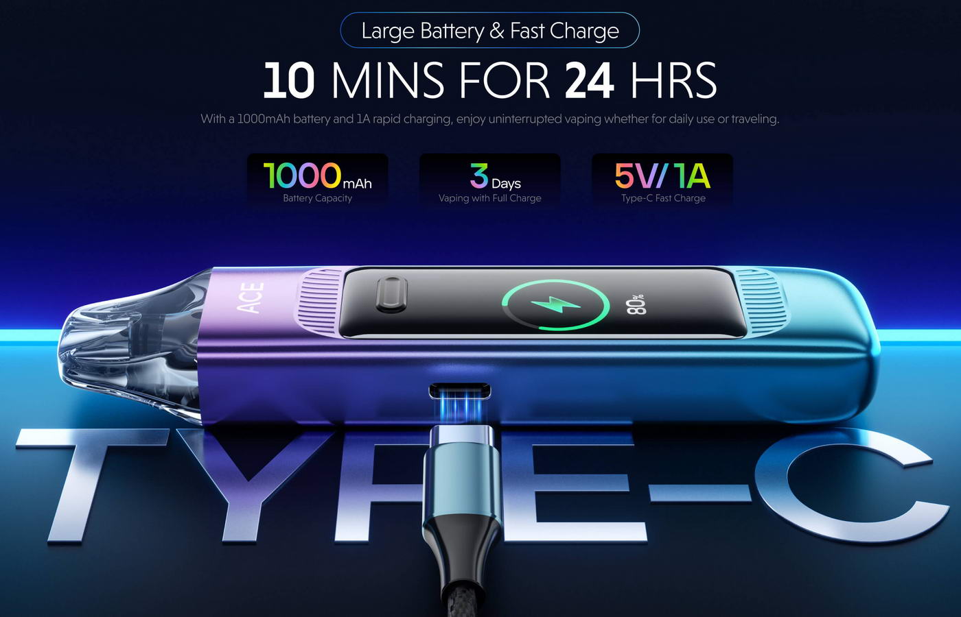 Vozol Ace Max Vape Kit | Super-long Battery Life