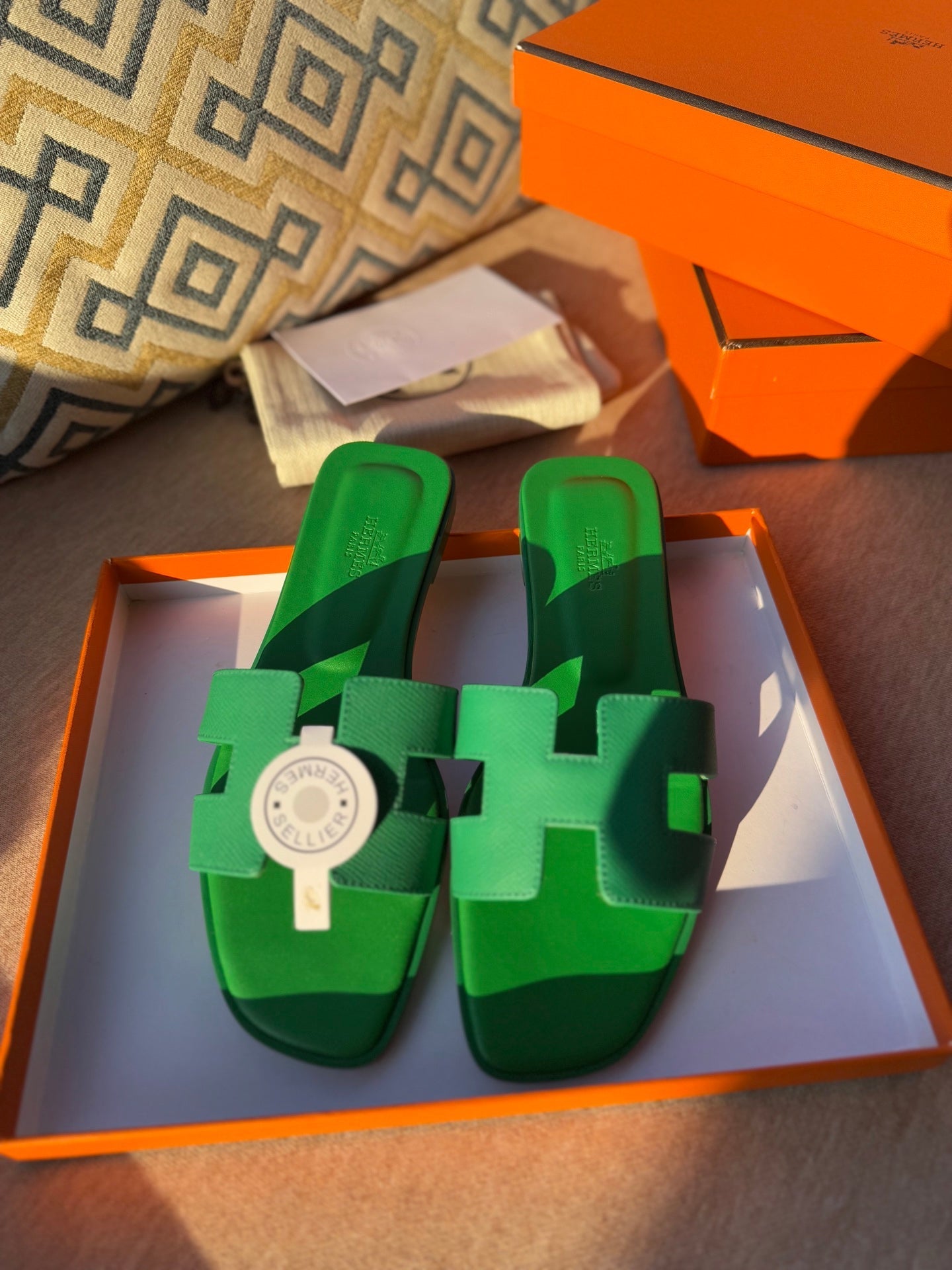 0RAN SANDALS IN SHAMROCK GREEN CALFSKIN、mysite、Cacoeks