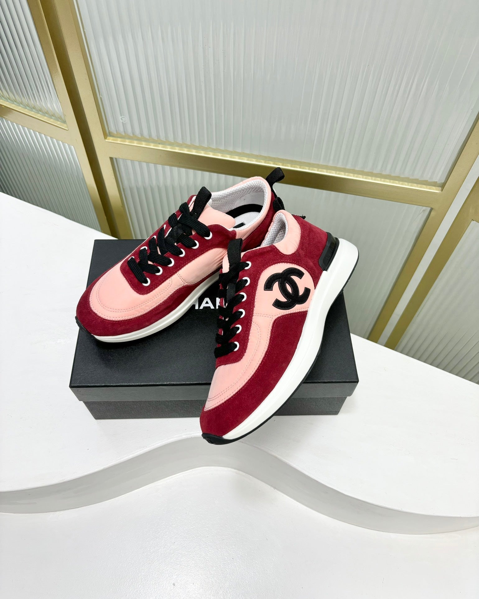 SNEAKER IN LIGHT PINK MIX CHERRY RED SUEDE、mysite、Cacoeks