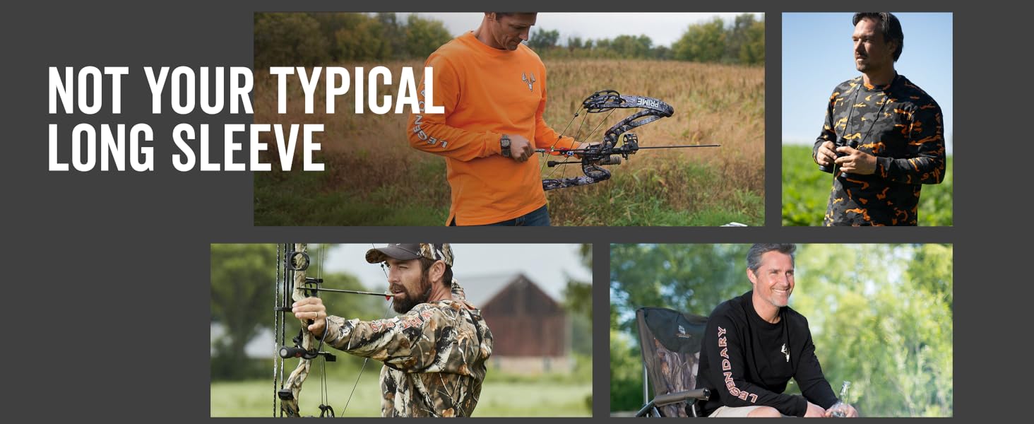 Legendary Whitetails Men&#39;s Long Sleeve T-Shirt Graphic Tee Preshrunk 100% Heavyweight Cotton