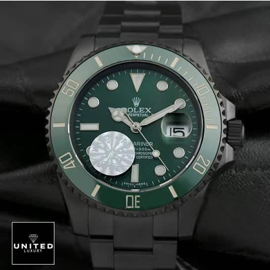 Rolex Blaken Green Dial on a Black Backround