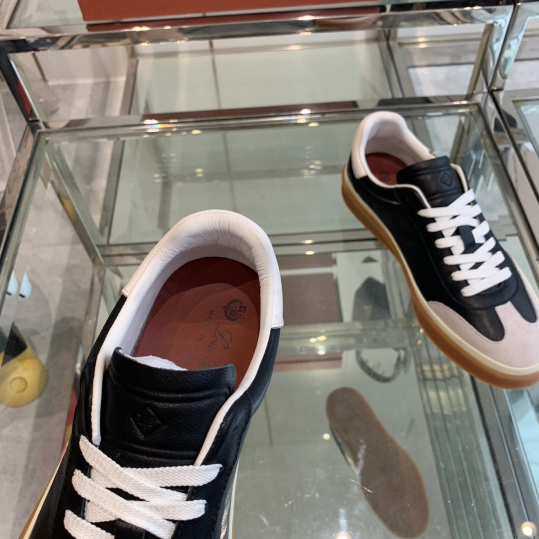 LP TENNIS WALK SNEAKERS BLACK AND BEIGE CALFSKIN、mysite、Cacoeks