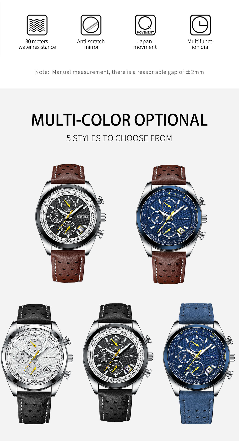 2022 best popular Luxury Men's Mul-tifunction Quartz Watch Men's High Grade watch leather strap