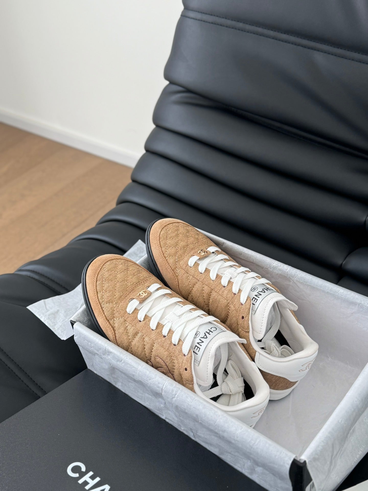 CC SNEAKER IN PEANUT BROWN MIX WHITE EMBROIDERED LAMBSKIN、mysite、Cacoeks