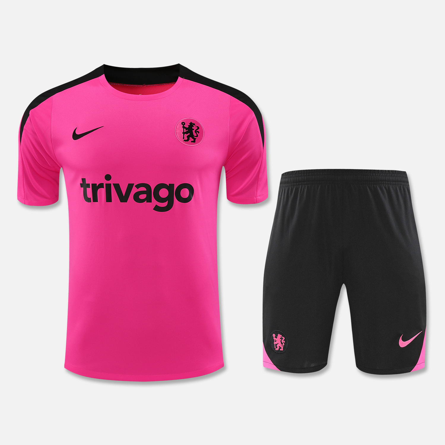 Higojerseys-C.H.E.L.S.E.A 24-25 Short-Sleeve Training Set - Pink Top & Black Shorts
