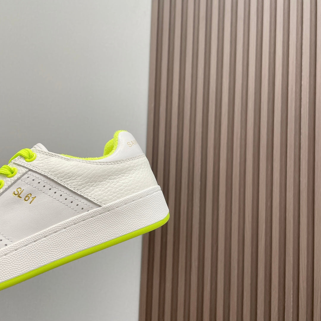 SL/61 SNEAKERS IN WHITE MIX NEON YELLOW CALFSKIN、mysite、Cacoeks