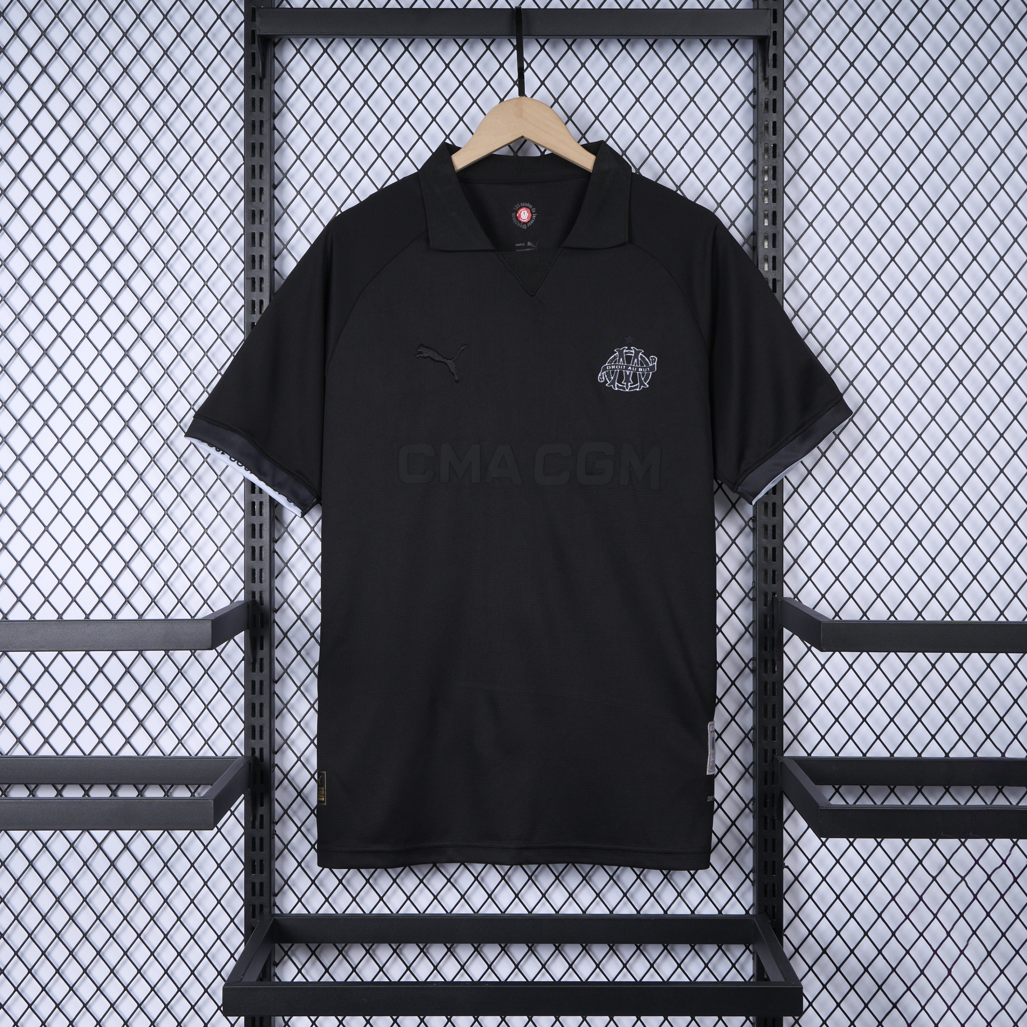 Higojerseys-Marseille 24-25 125th Anniversary Black Jersey - Fans Version