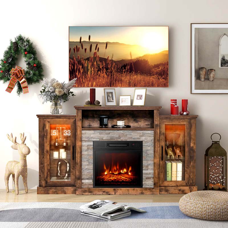 Eletriclife Fireplace TV Stand with 16-Color Led Lights for TVs up to 65 Inch