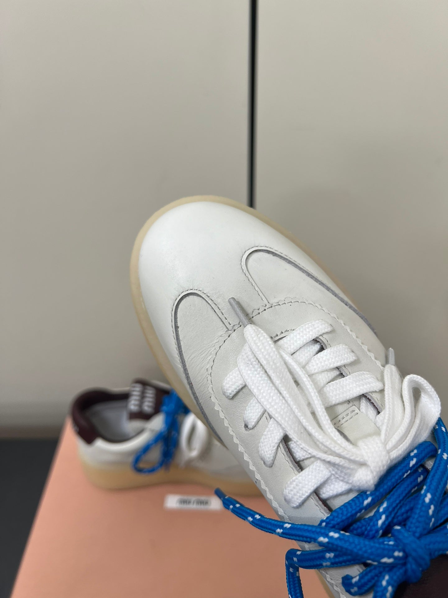 THICK-SOLED RETRO SNEAKERS IN WHITE MIX MERLOT SMOOTH LAMBSKIN、mysite、Cacoeks