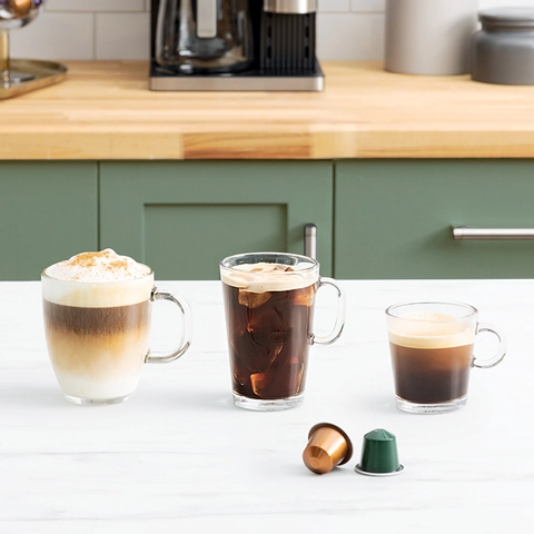 Iced coffee and espresso