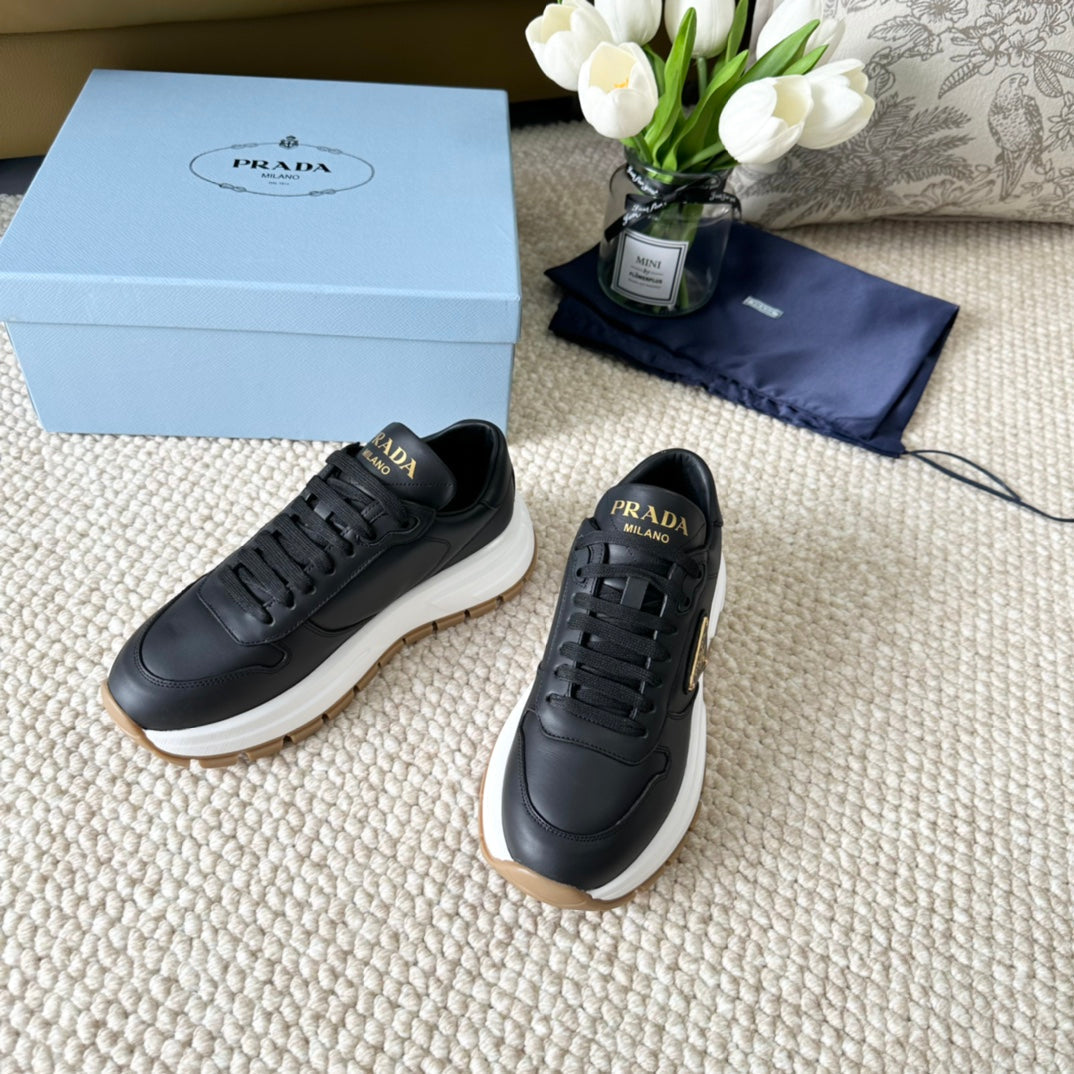 PRA THICK SOLE SNEAKER BLACK CALFSKIN、mysite、Cacoeks