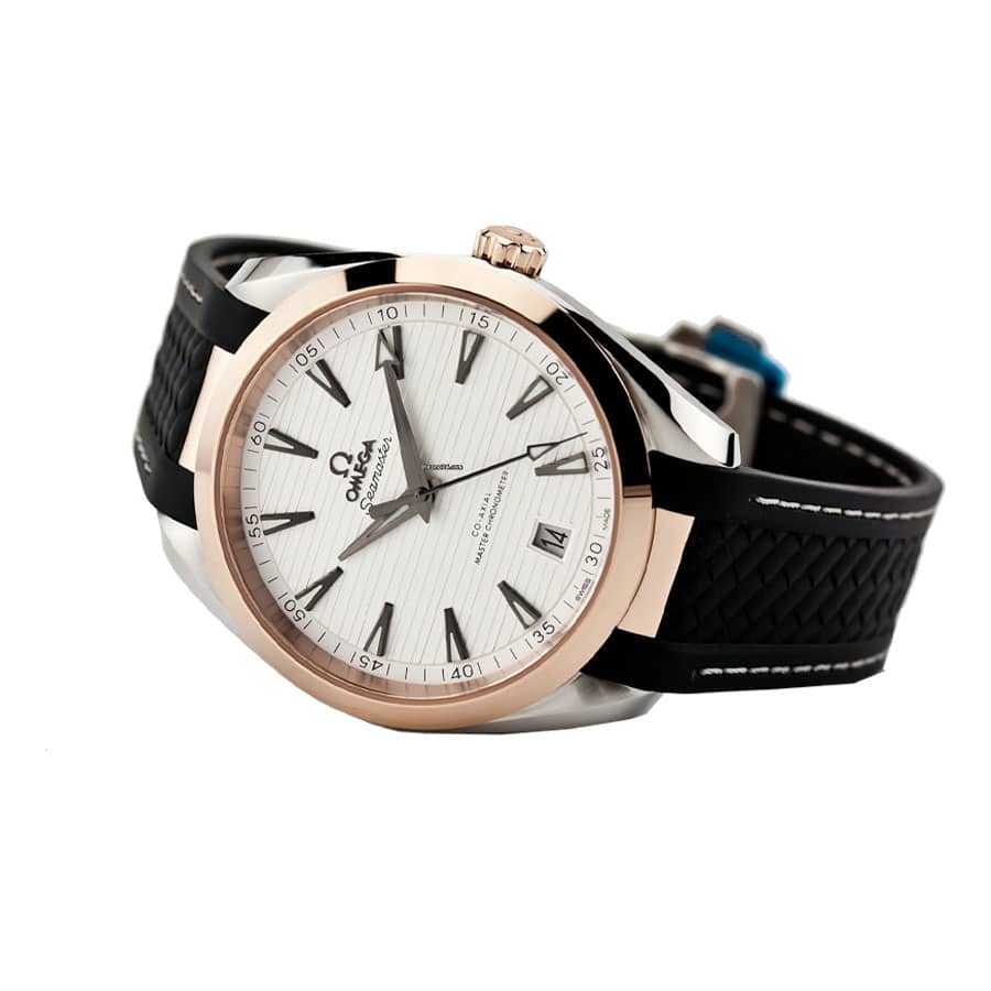 omega seamaster aqua terra gold steel 220 22 41 21 02 001 silver dial