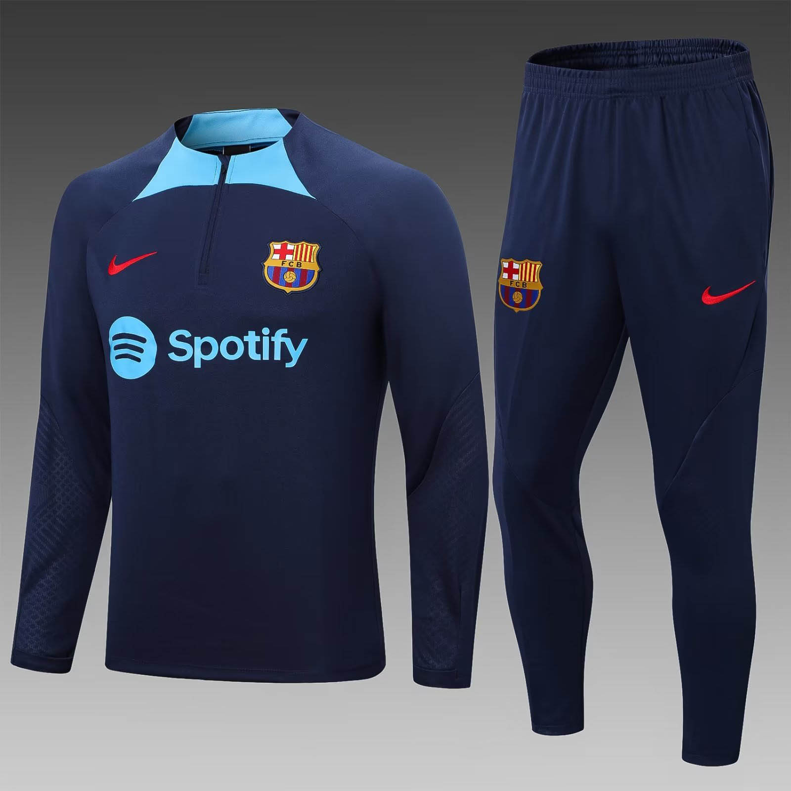 2022/2023 Barcelona Half-Pull Training Suit Dark Blue Jersey Set:football jersey mysite: unitedjerseyfootball 邓江浪:football