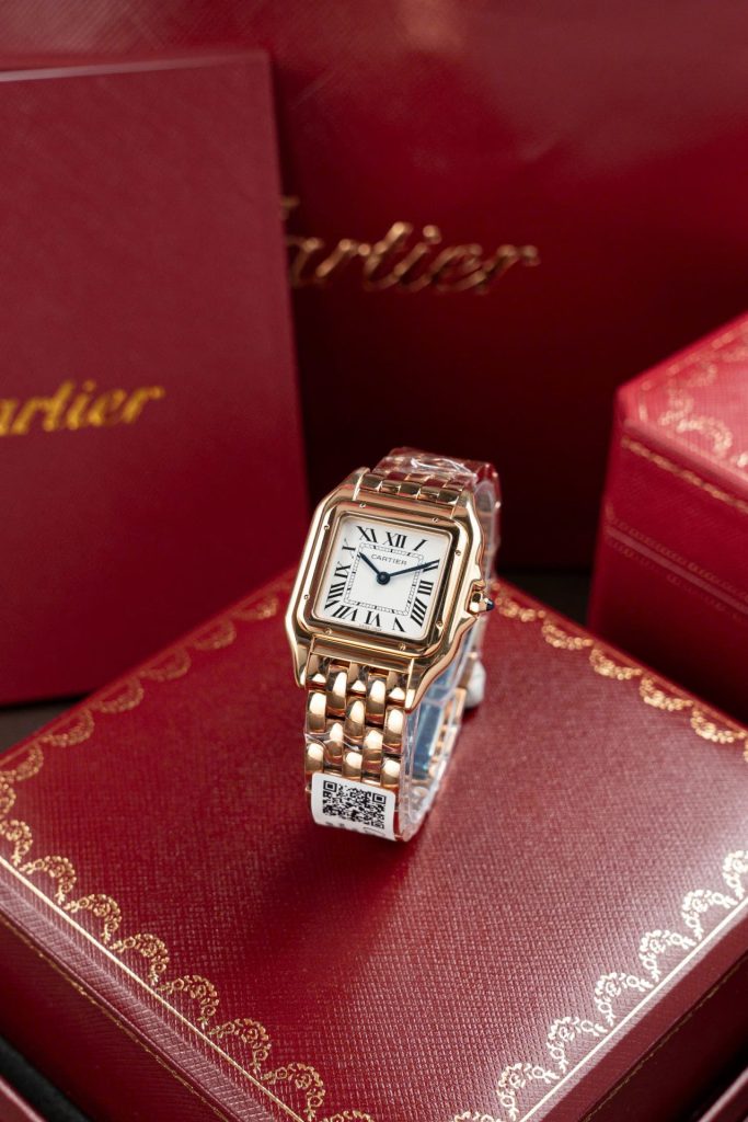 Đồng Hồ Cartier Panthere W2PN0007 Fake 11 Mạ Vàng Hồng Mặt Trắng 27x37mm (2)