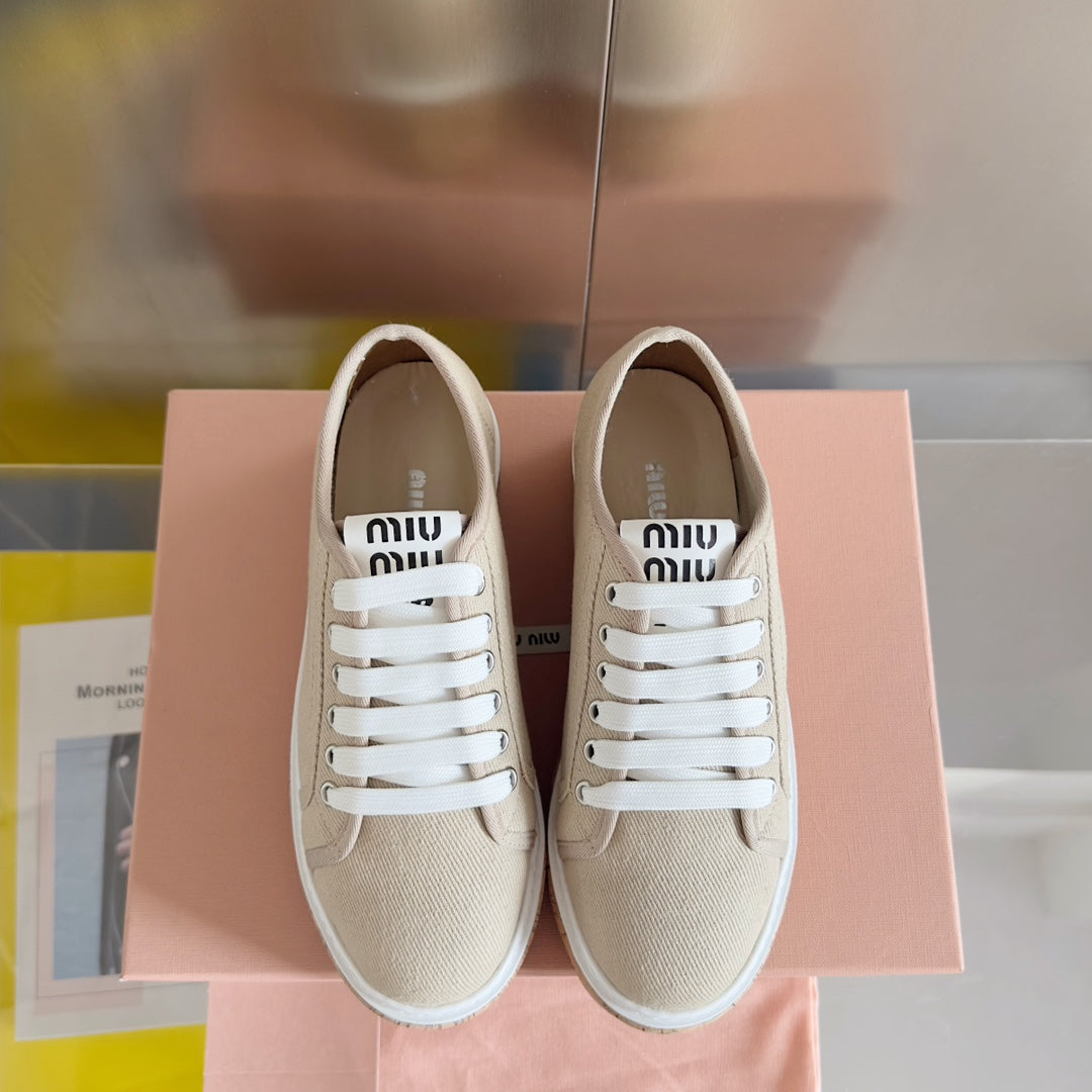 Lace - up Platform Shoes Buttercream Canvas、mysite、Cacoeks