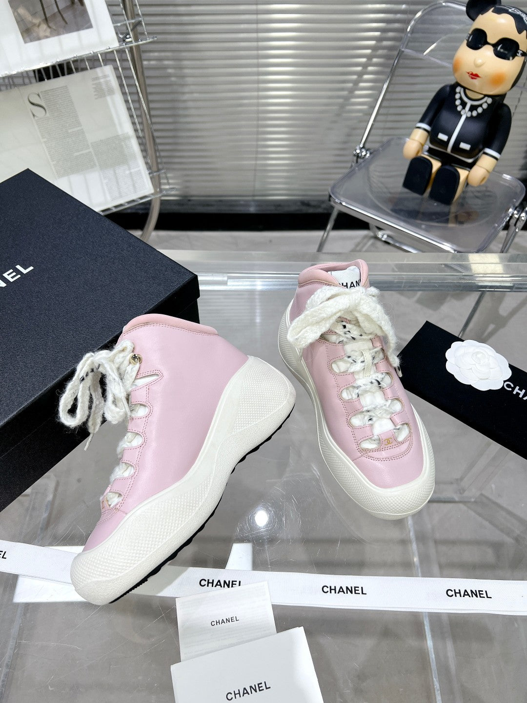 CC CANO ALTO SNEAKER IN BLUSH PINK CALFSKIN AND WHITE RUBBER、mysite、Cacoeks