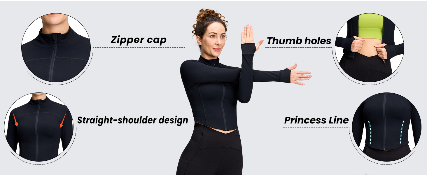 black workout jacket women zip up