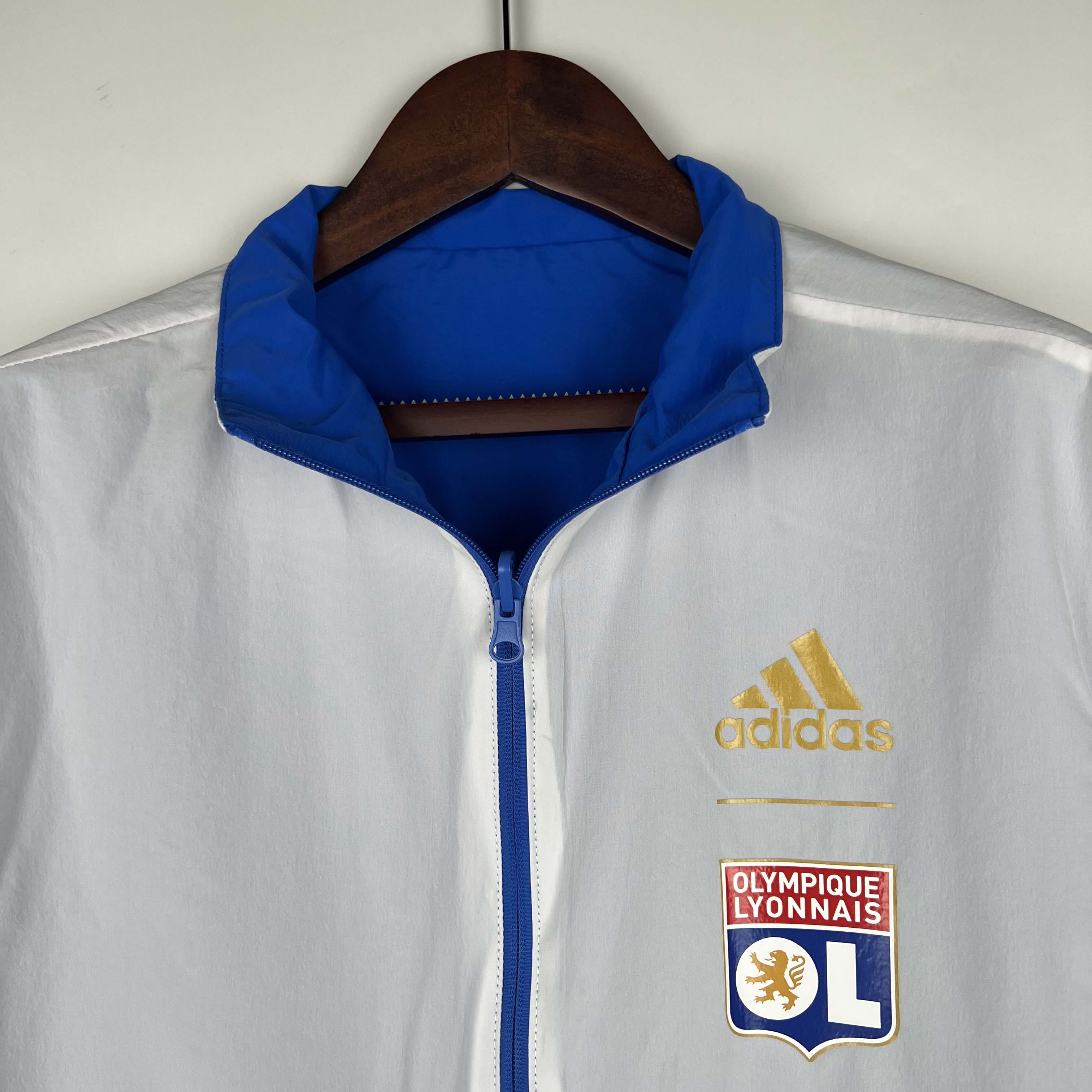 2023/2024 Lyon Reversible Windbreaker(Blue-white)Soccer Jersey 1:1 Thai Quality:football jersey mysite: unitedjerseyfootball 邓江浪:football
