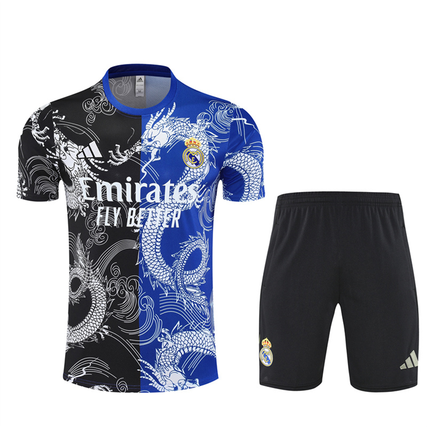 UltraTrikot-Real Madrid 25-26 Short-Sleeve Training Set - Blue Black Dragon Top & Black Shorts
