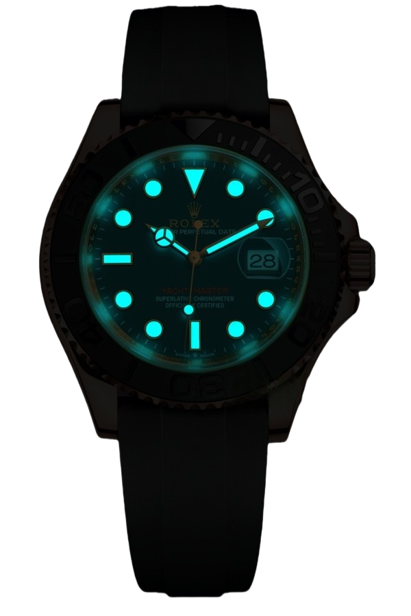 Rolex Yacht Master 18k Rose Gold Super Clone Swiss Replica Watch OysterFlex Rubber Strap Ref 126655 3235 Swiss Movement