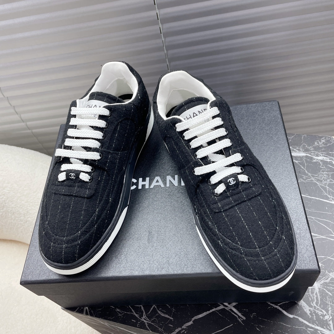 TRAINER SHOES IN BLACK WOOL FABRIC、mysite、Cacoeks