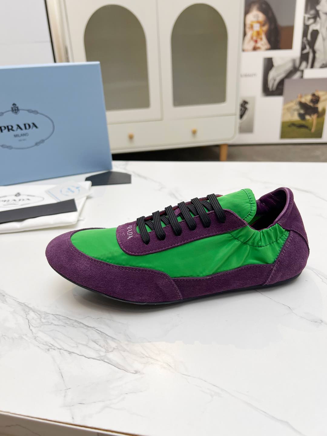 COLLAPSE SNEAKERS IN PURPLE SUEDE AND GREEN NYLON、mysite、Cacoeks