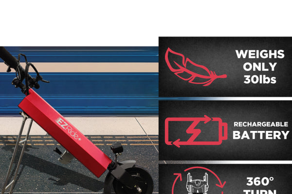 EZ Ride Wheelchair Power Assist Attachment with a 36V 350W electric motor, designed for enhanced mobility over various terrains.