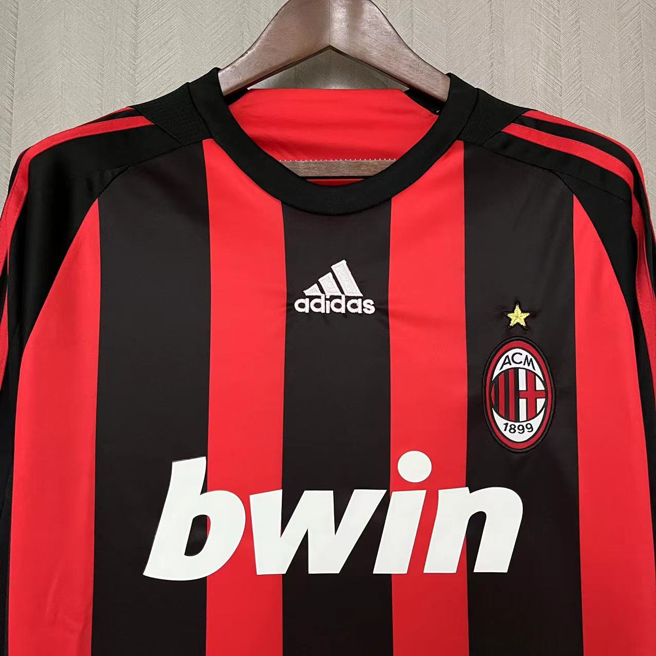 Higojerseys-Retro AC Milan 2008-09 Home Long Sleeve Jersey