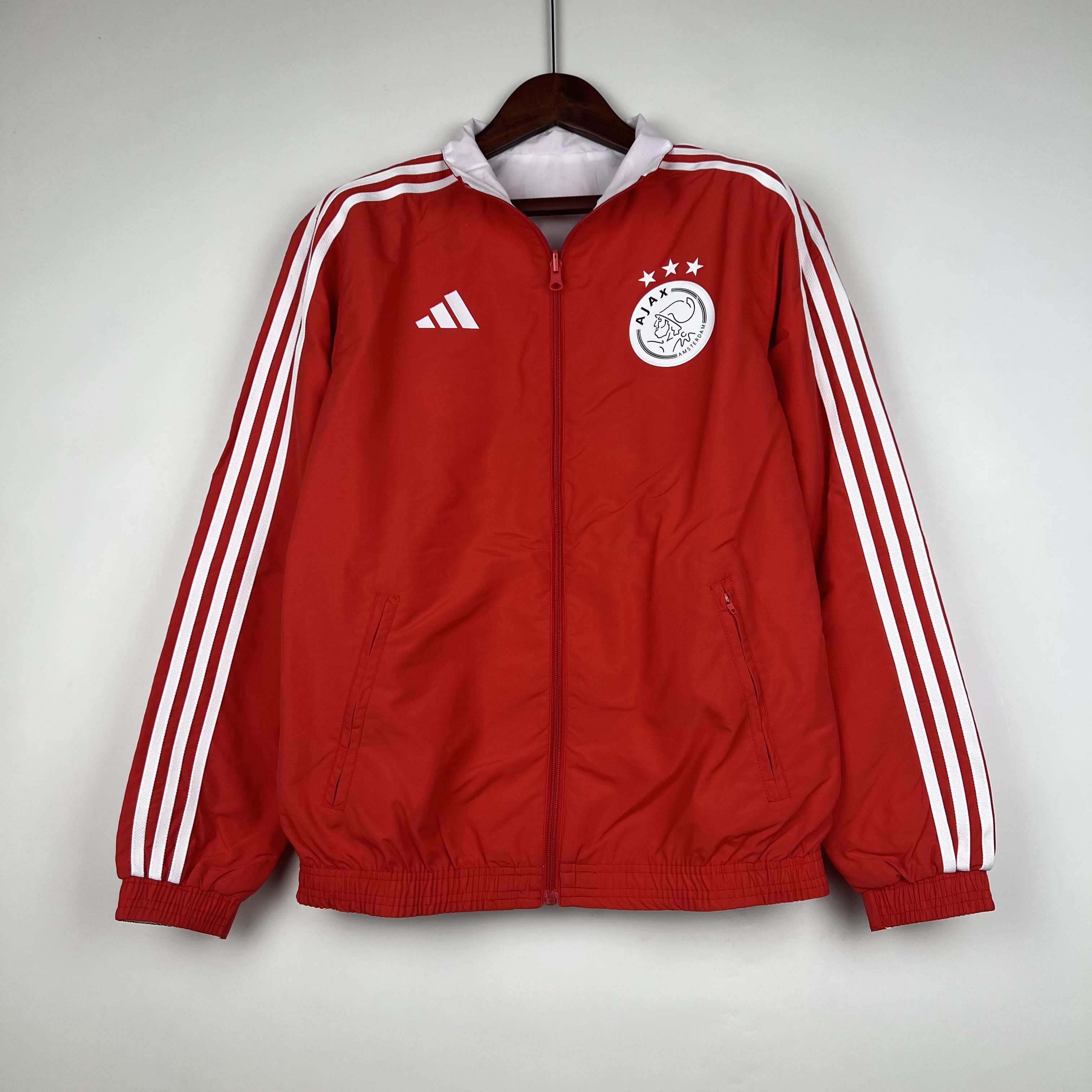 2023/2024 Ajax Reversible Windbreaker(Red-White)Soccer Jersey 1:1 Thai Quality:football jersey mysite: unitedjerseyfootball 邓江浪:football