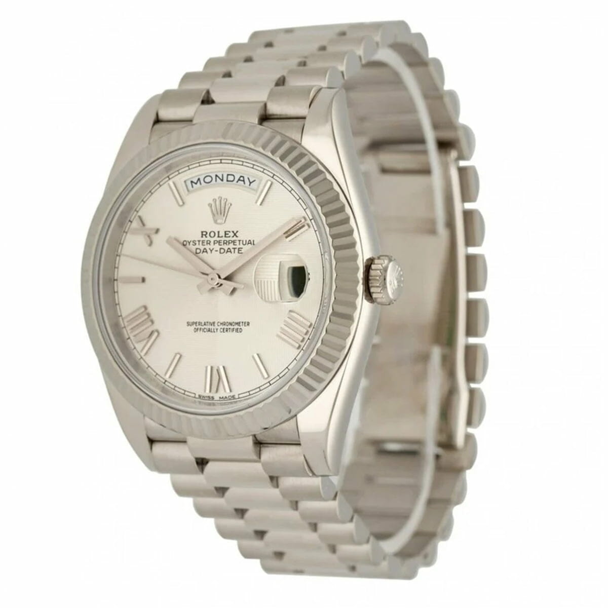 Rolex Day-Date 40 228239 EW Stainless Steel White Gold Dial Oyster Replica-fasswatch