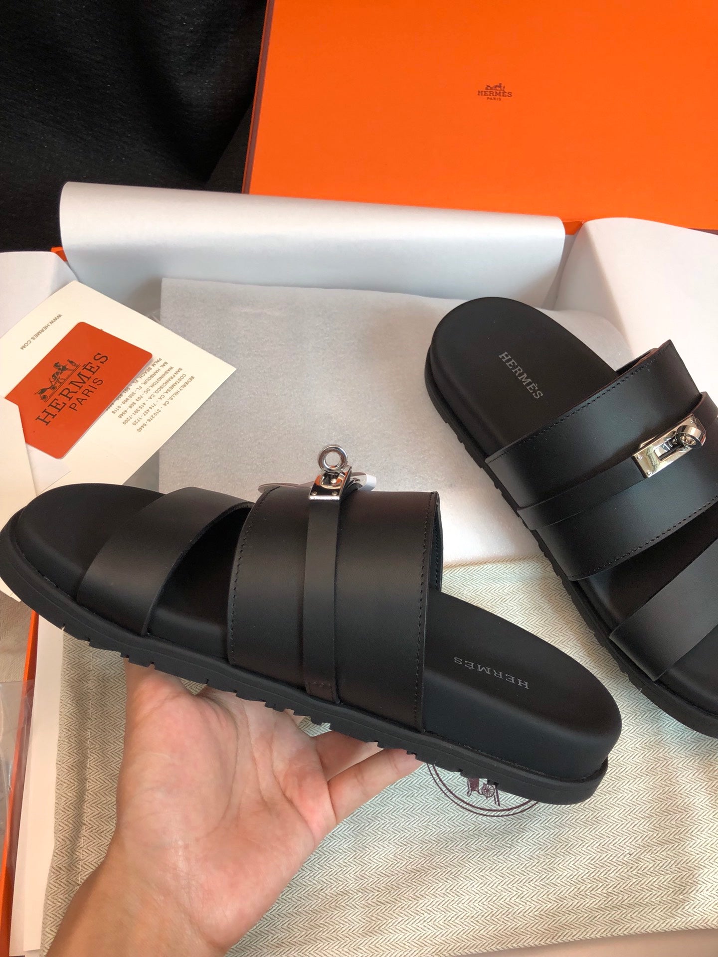 GABRIEL SANDAL MULE IN BLACK CALFSKIN、mysite、Cacoeks