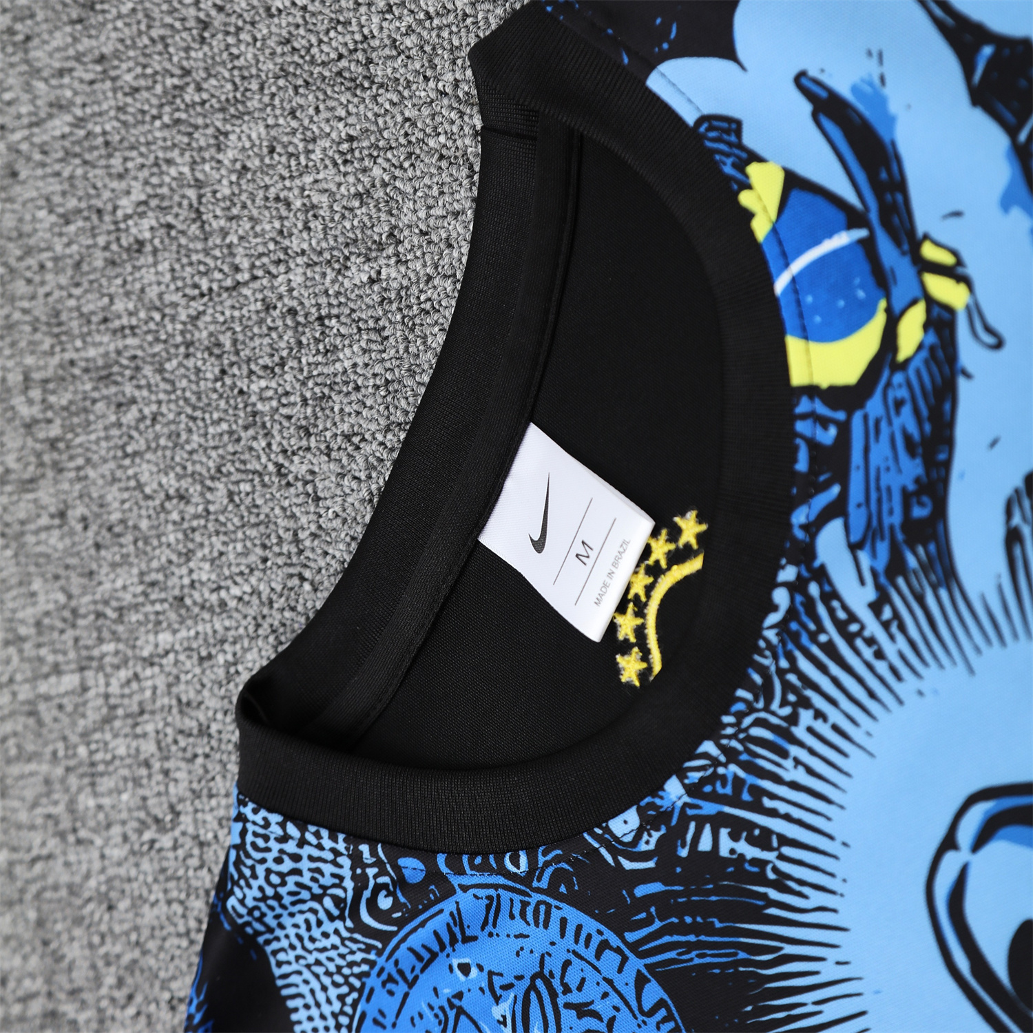 UltraTrikot-Brazil 25-26 Blue Jesus Statue Short-Sleeve Training Set - Blue Top & Black Shorts