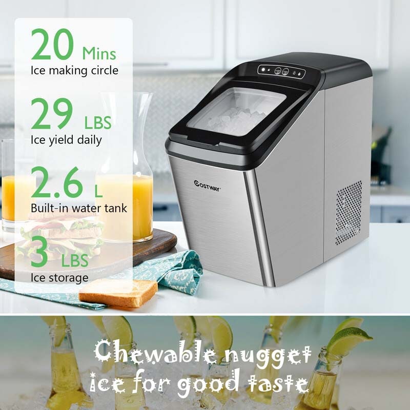 Eletriclife 29Lbs/24H Nugget Ice Maker Machine Countertop