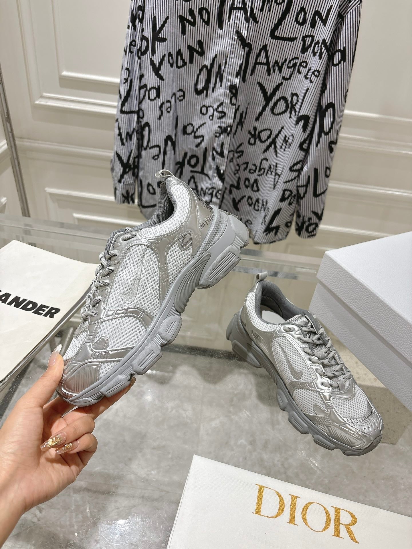 DIOR 25S CHRONO SNEAKER 45MM IN MESH WITH SILVER CALFSKIN、mysite、Cacoeks
