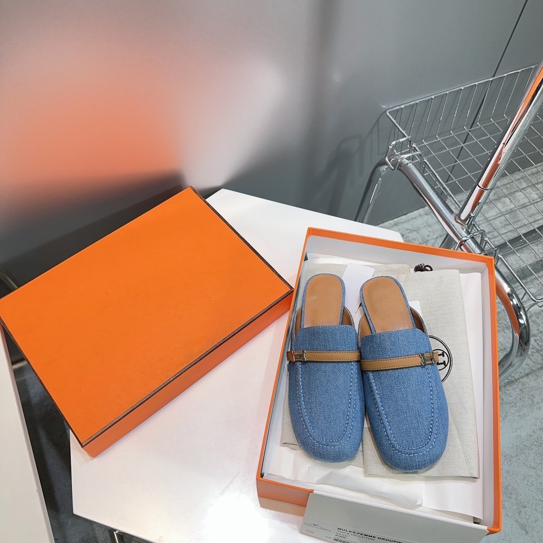 Lena Mule Blue Denim、mysite、Cacoeks