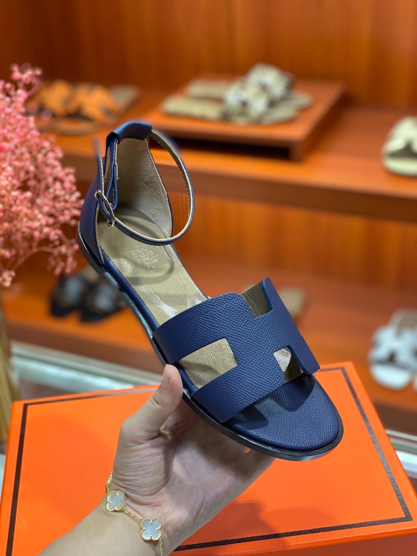 SANTORINI SANDAL NAVY CALFSKIN、mysite、Cacoeks