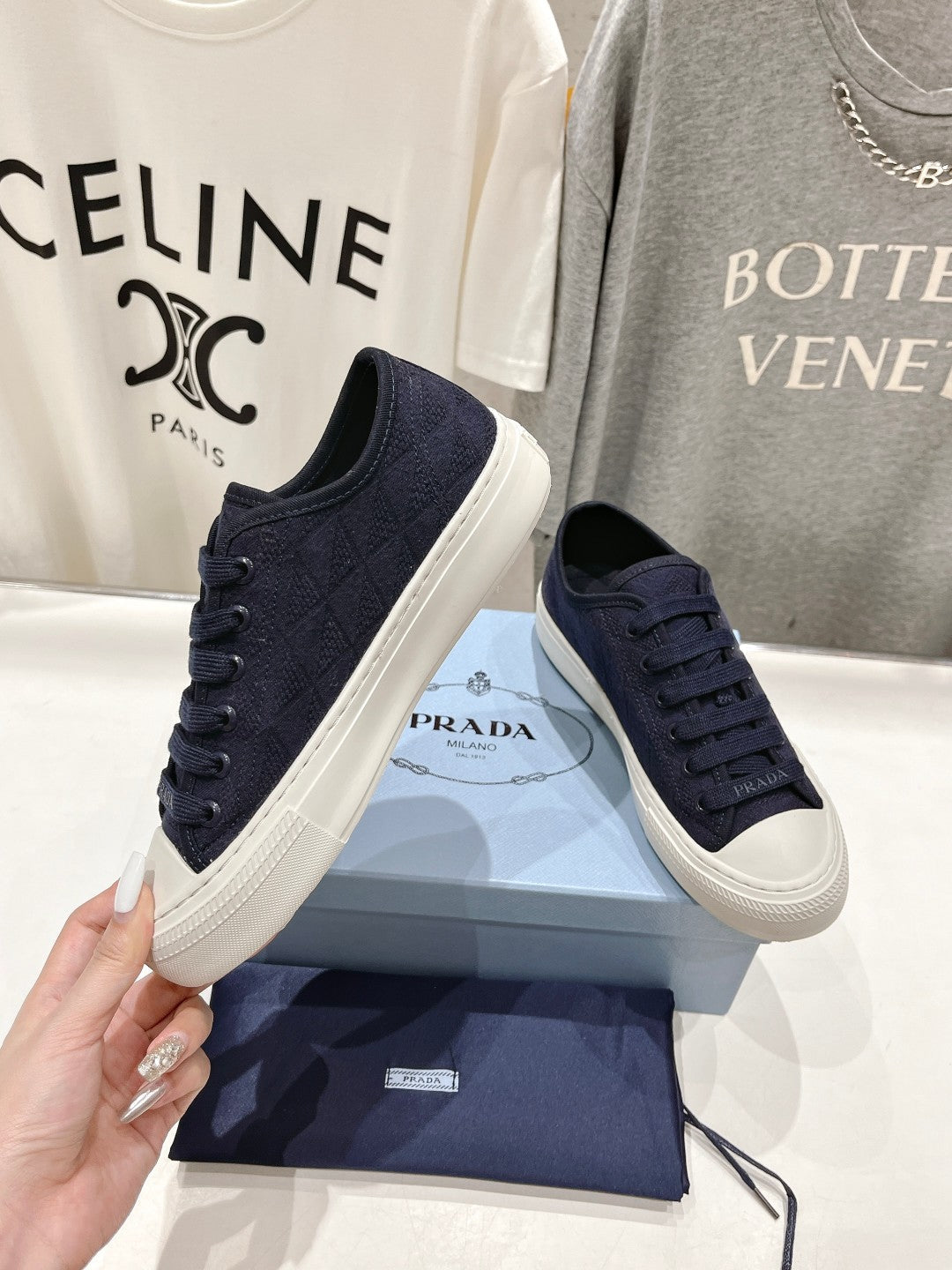 PRA PRINTED COTTON SNEAKERS BALTIC BLUE CANVAS、mysite、Cacoeks