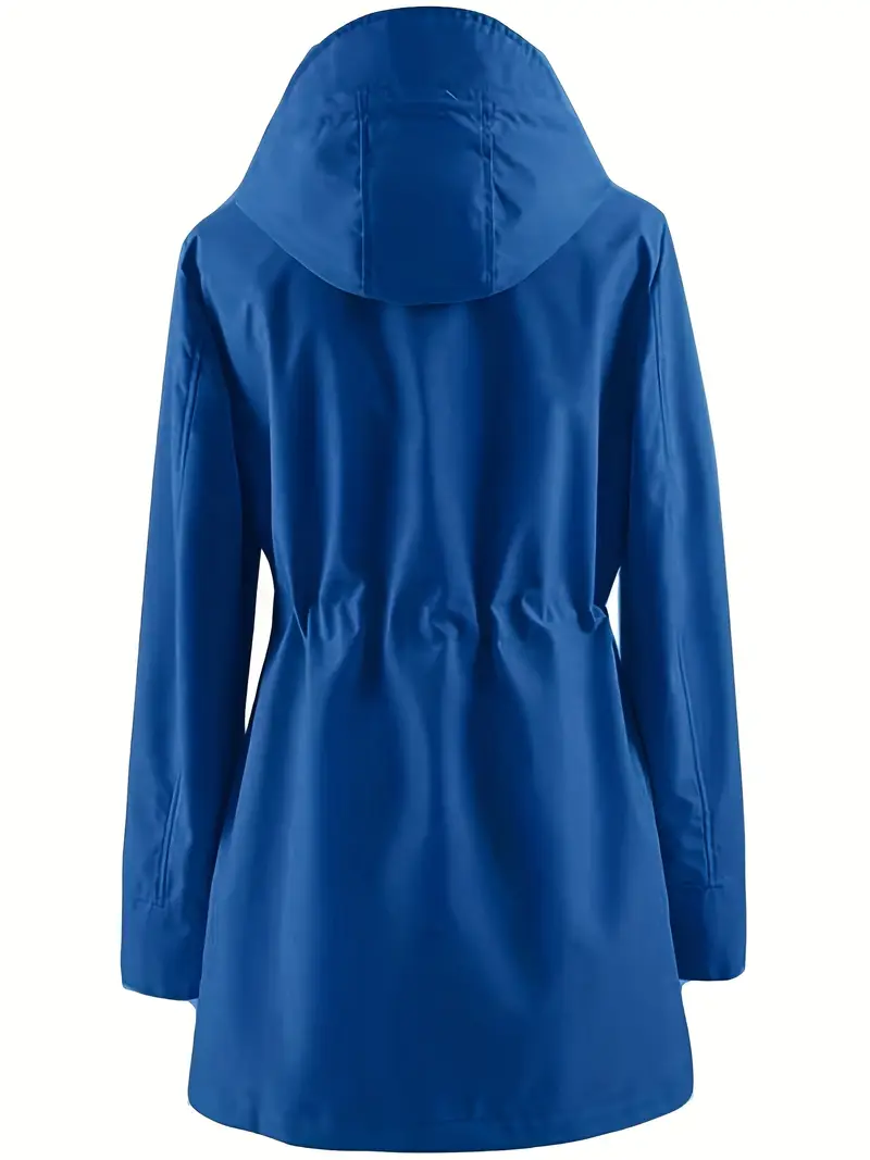 plus size womens plus size lightweight hooded windbreaker jacket casual zip up with adjustable waist long sleeves and pockets solid color for   outdoor spring jacket adjustable waist jacket durable fabric jacket details 6