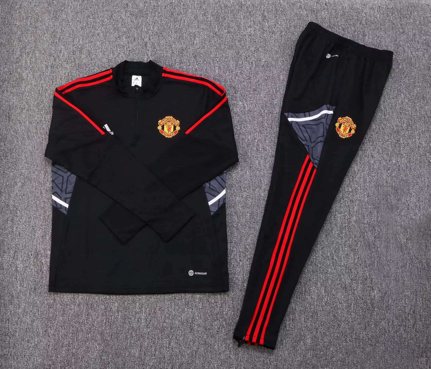 2022/2023 Manchester United Half-Pull Training Suit Black Football Shirt 1:1 Thai Quality Set:football jersey mysite: unitedjerseyfootball 邓江浪:football