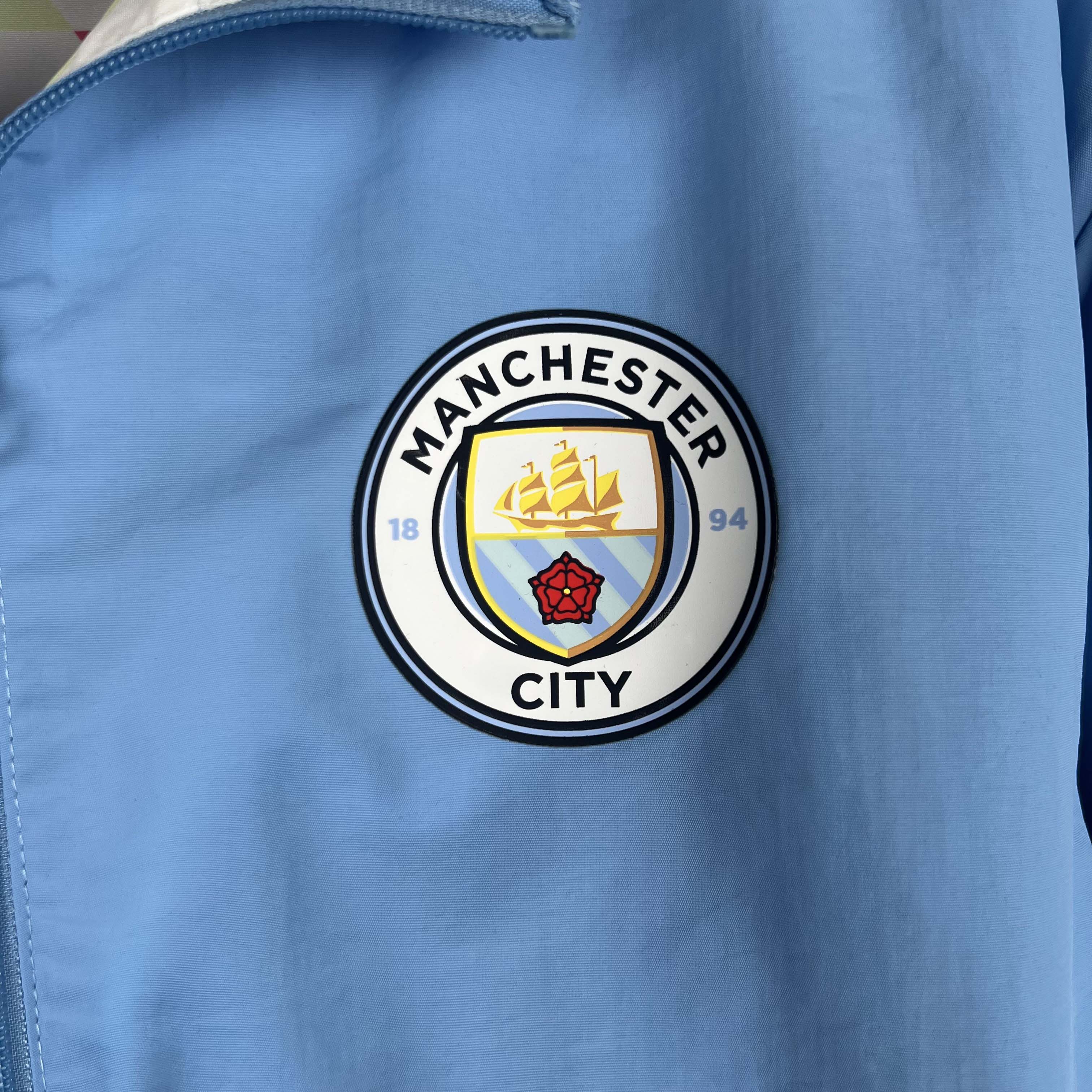 2023/2024 Manchester City Reversible Windbreaker Blue Soccer Jersey 1:1 Thai Quality:football jersey mysite: unitedjerseyfootball 邓江浪:football