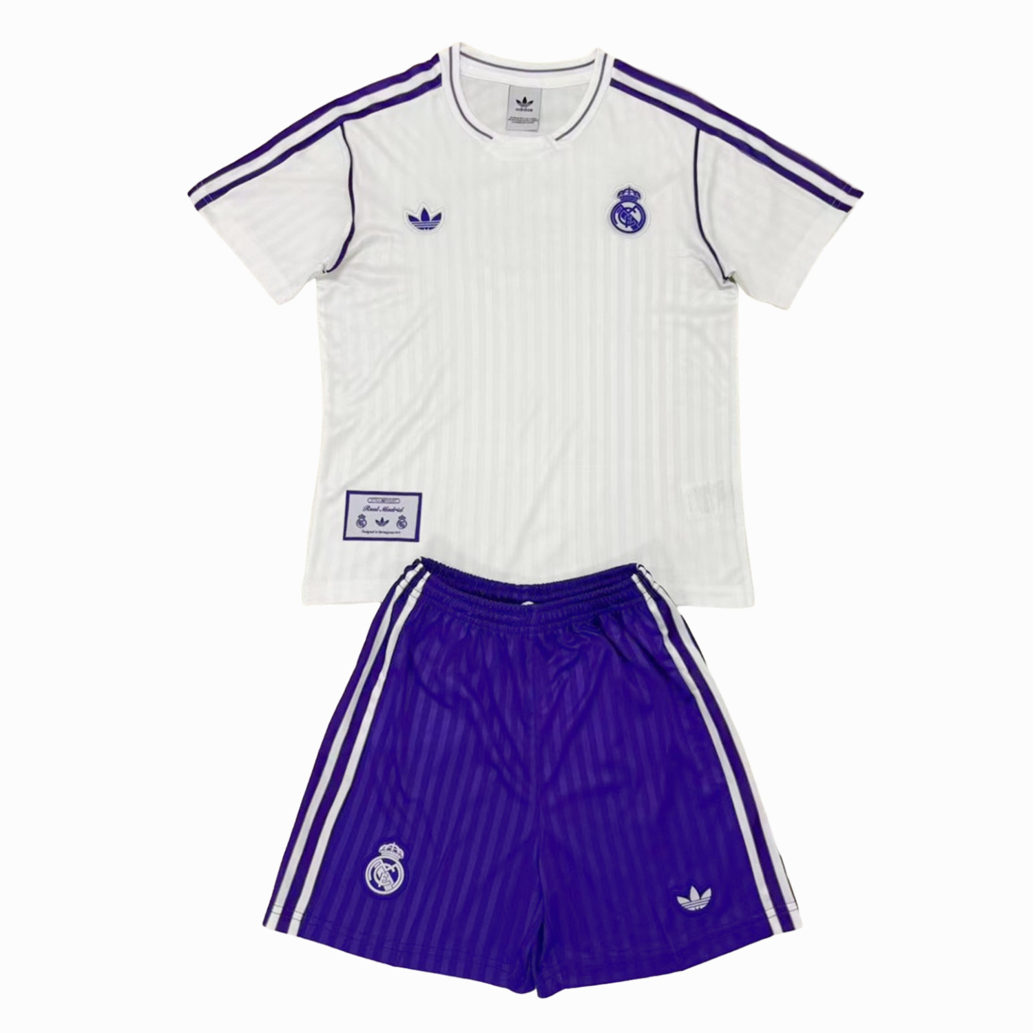 foot-Real Madrid 24-25 White Terrace Icon Retro Style Kids Kit