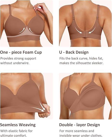 Wireless Push Up Bra for Women, Seamless Comfort Bralettes No Underwire Supportive Full Coverage Everyday Bras Women Push Up Bra  Comfortable Fabric Casual Womenswear Soft Adjustable Comfy Smooth