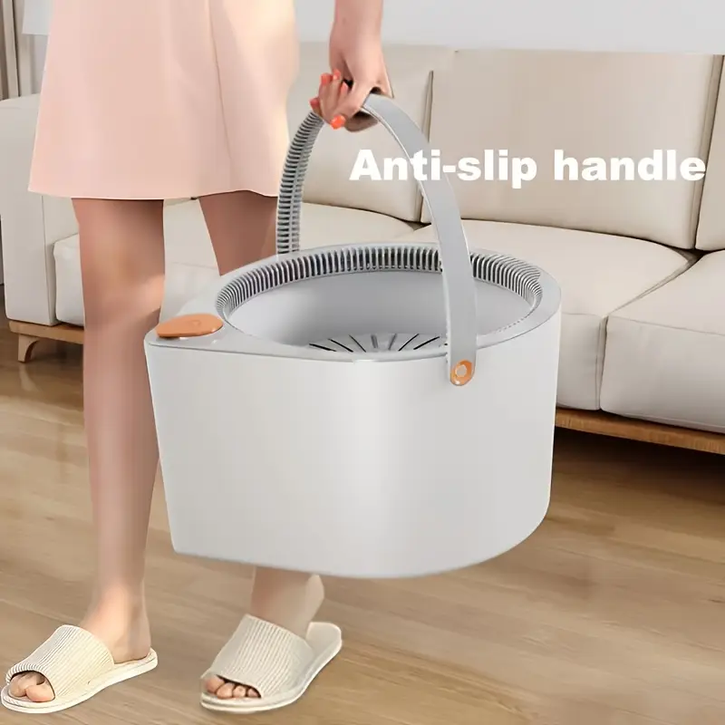 1 set household spin mop and bucket set with 2 mop cloth household rotating floor mop hands   mop dust removal mop dry and wet use   home kitchen bathroom floor cleaning supplies cleaning tool details 4
