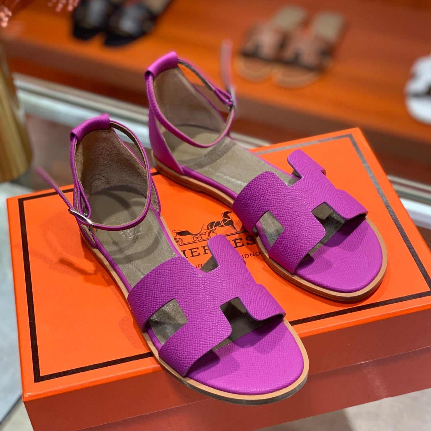 SANTORINI SANDAL RED VIOLET CALFSKIN、mysite、Cacoeks