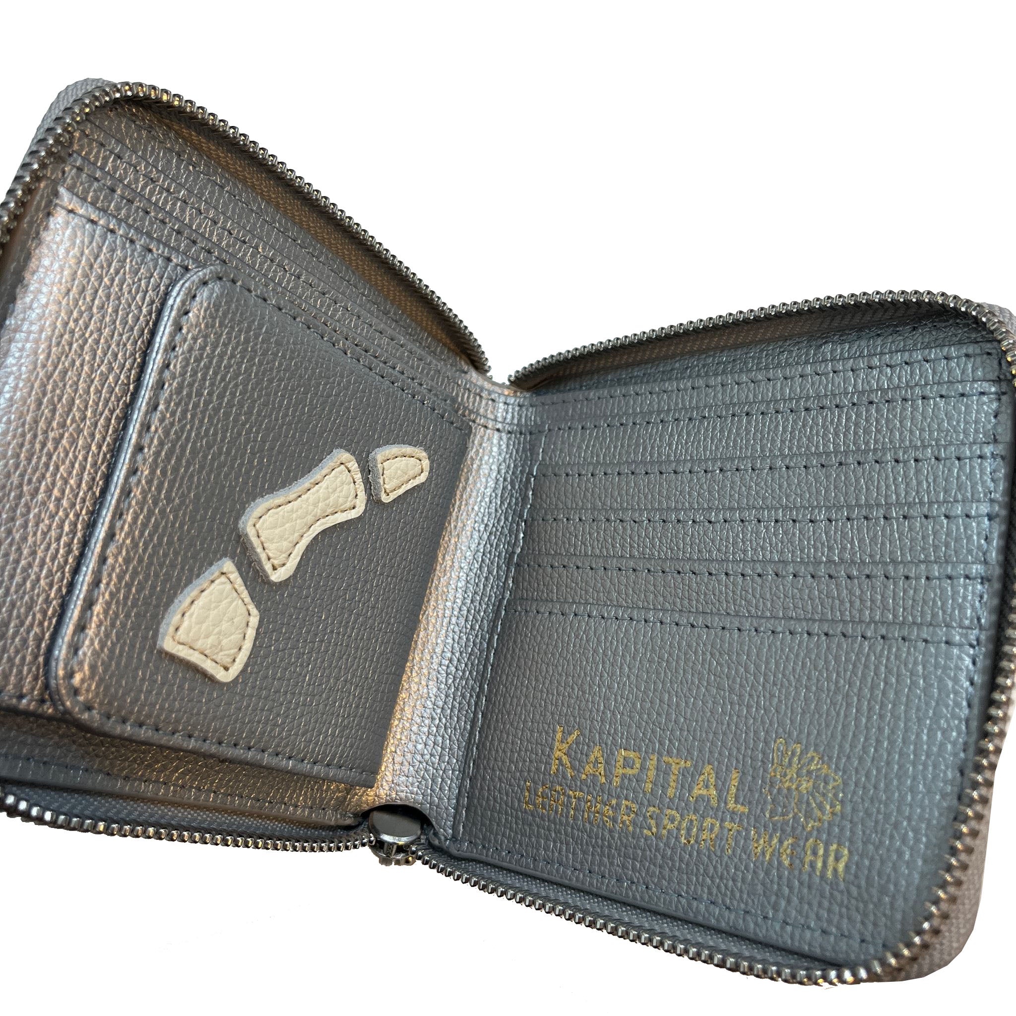 KAPITAL THUMBS UP BONE HAND ZIP WALLET  K2503XG523   Silver 