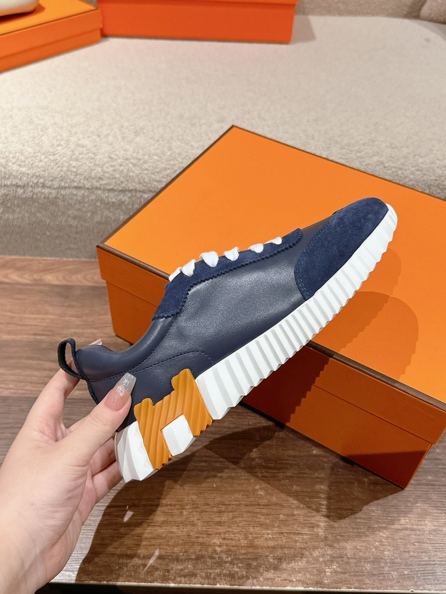 MAINLAND SNEAKER IN NAVY BLUE SUEDE AND CALFSKIN 959296、mysite、Cacoeks