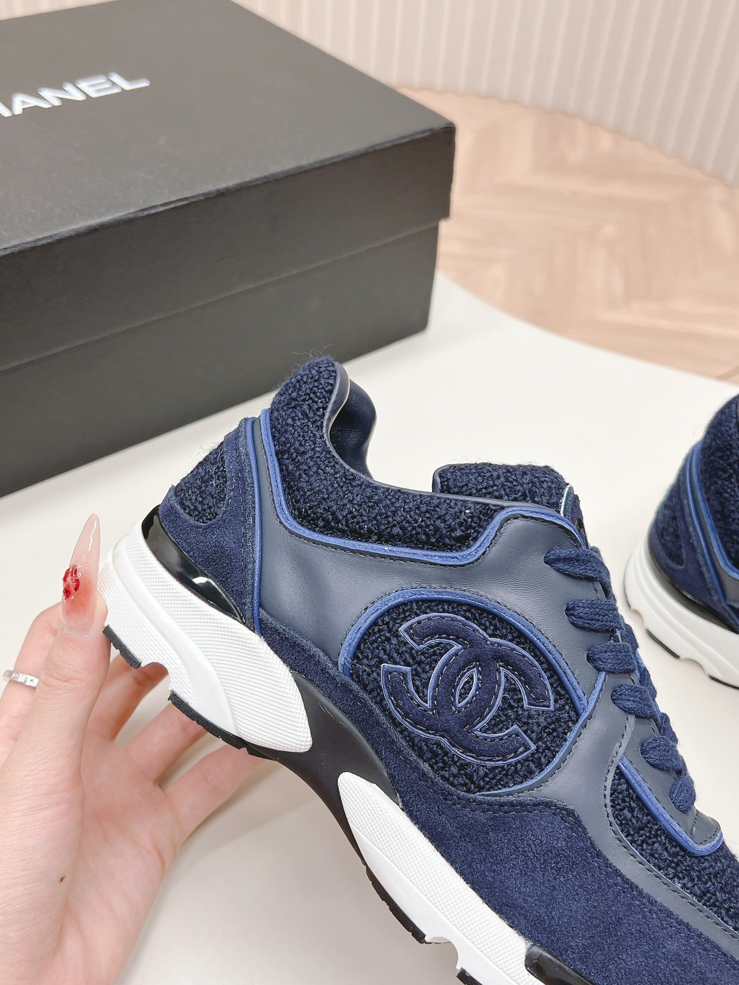 TRAINERS IN MIDNIGHT BLUE SUEDE AND CALFSKIN、mysite、Cacoeks